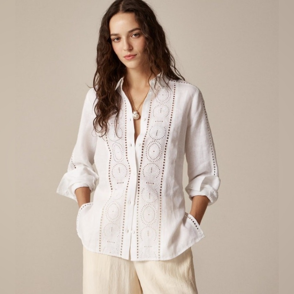 J. Crew White Eyelet Blouse